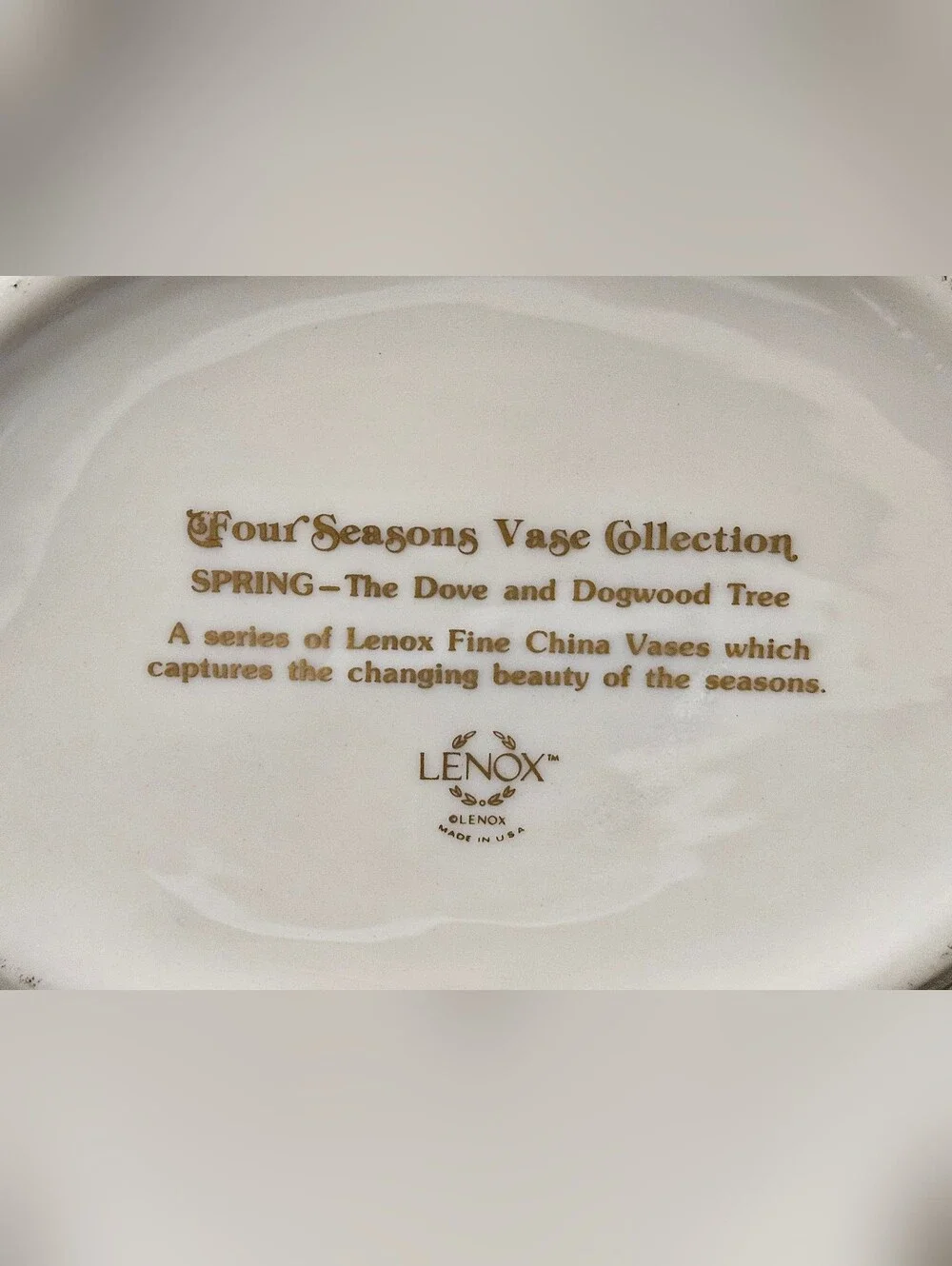 Lenox Four Seasons Vase Collection SPRING Dove Dogwood Off White 8